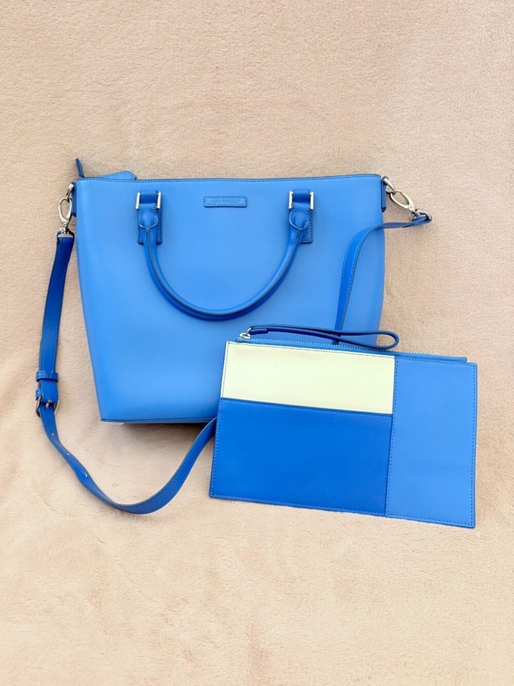 Vera Bradley Composition Satchel Shoulder Bag & Wristlet Coastal Blue $128 & $48